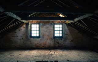 image of dark, spooky attic