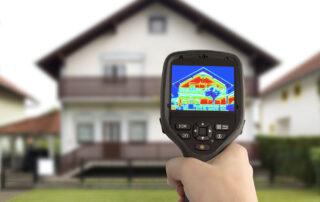 person holding a thermal imaging camera and using during a thermal imaging inspections